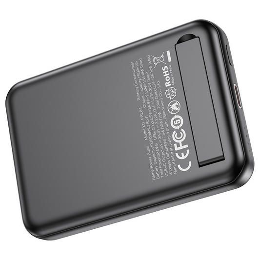Batería Externa Inalámbrica XO Design PR264, 10000mAh, 20W, PD + FQI, 1 x QI - 1 x USB-C, Negra, Reacondicionada