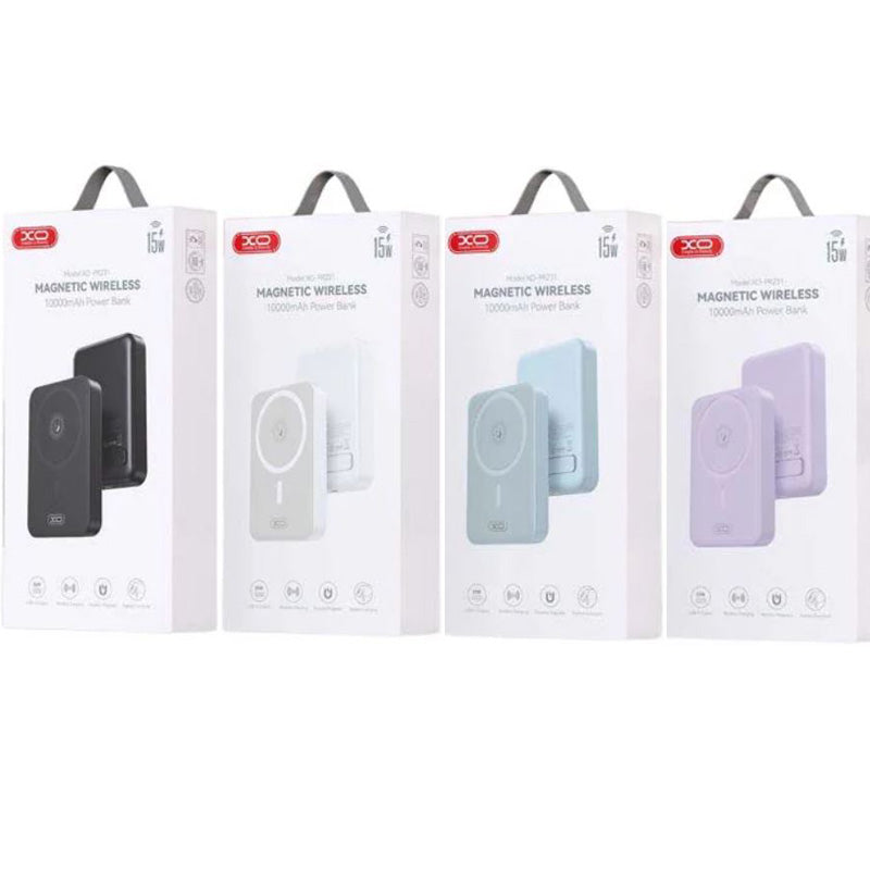 Batería Externa Inalámbrica XO Design PR231, 10000mAh, 20W, PD + FQI, 1 x QI - 1 x USB-C, Negra