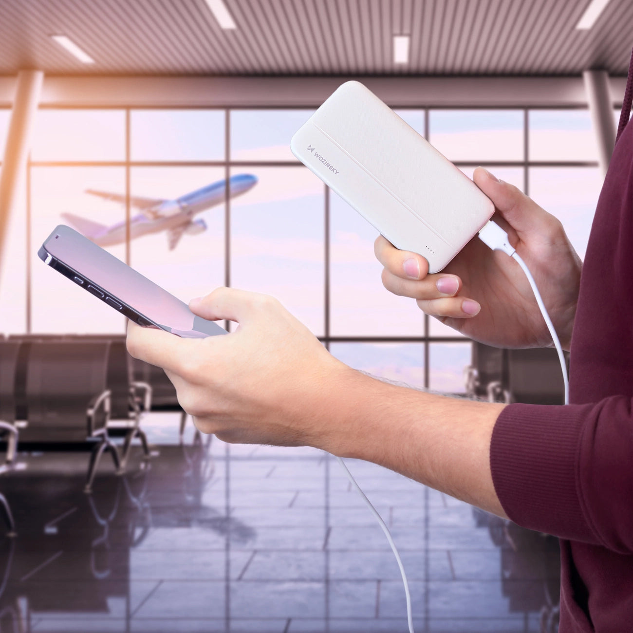 Batería Externa WZK WPBWE1, 10000mAh, 10W, 2 x USB-A, Blanca