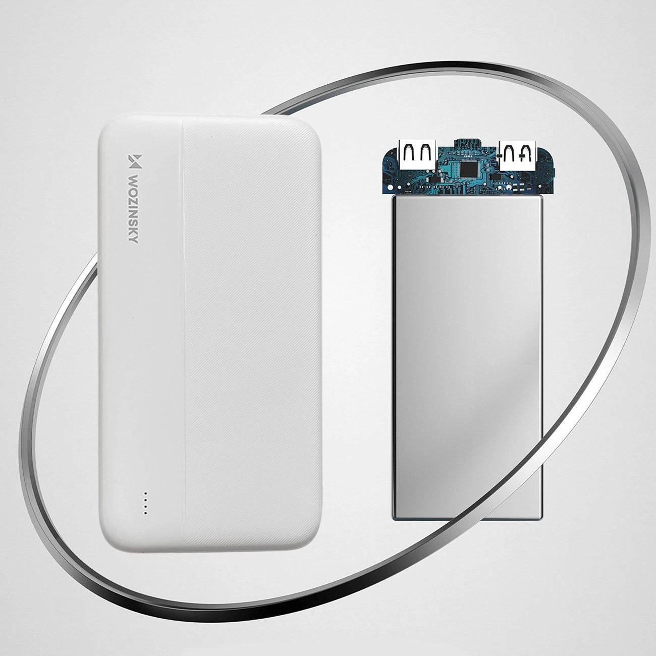 Batería Externa WZK WPBWE1, 10000mAh, 10W, 2 x USB-A, Blanca