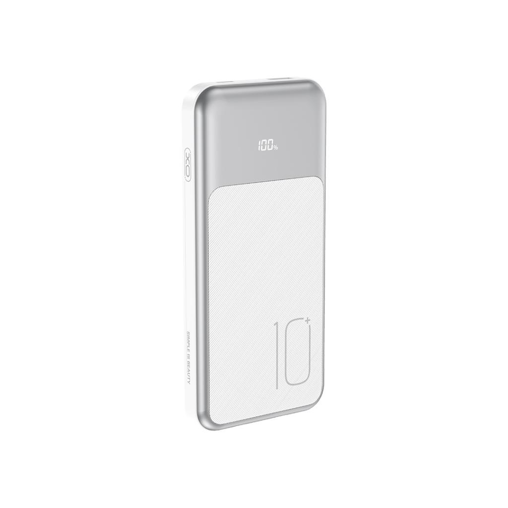Batería Externa XO Design PR248, 10000mAh, 22.5W, QC + PD, 1 x Lightning - 1 x USB-A - 2 x USB-C, Blanca