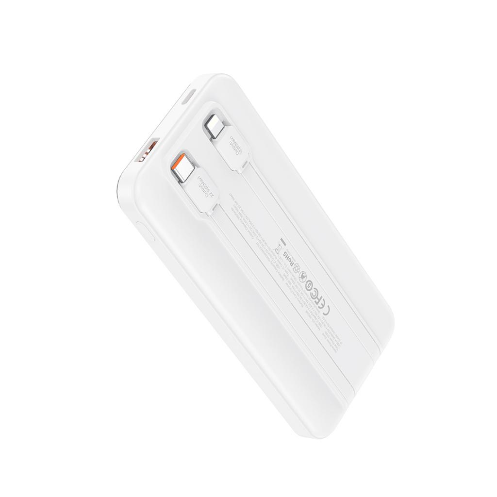 Batería Externa XO Design PR248, 10000mAh, 22.5W, QC + PD, 1 x Lightning - 1 x USB-A - 2 x USB-C, Blanca