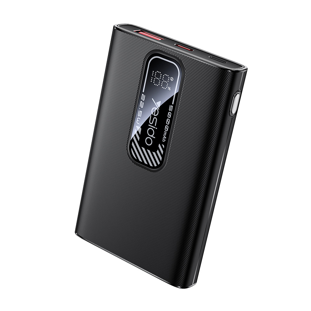 Batería Externa Yesido YP92, 5000mAh, 22.5W, QC + PD, 1 x USB-A - 1 x USB-C, Negra