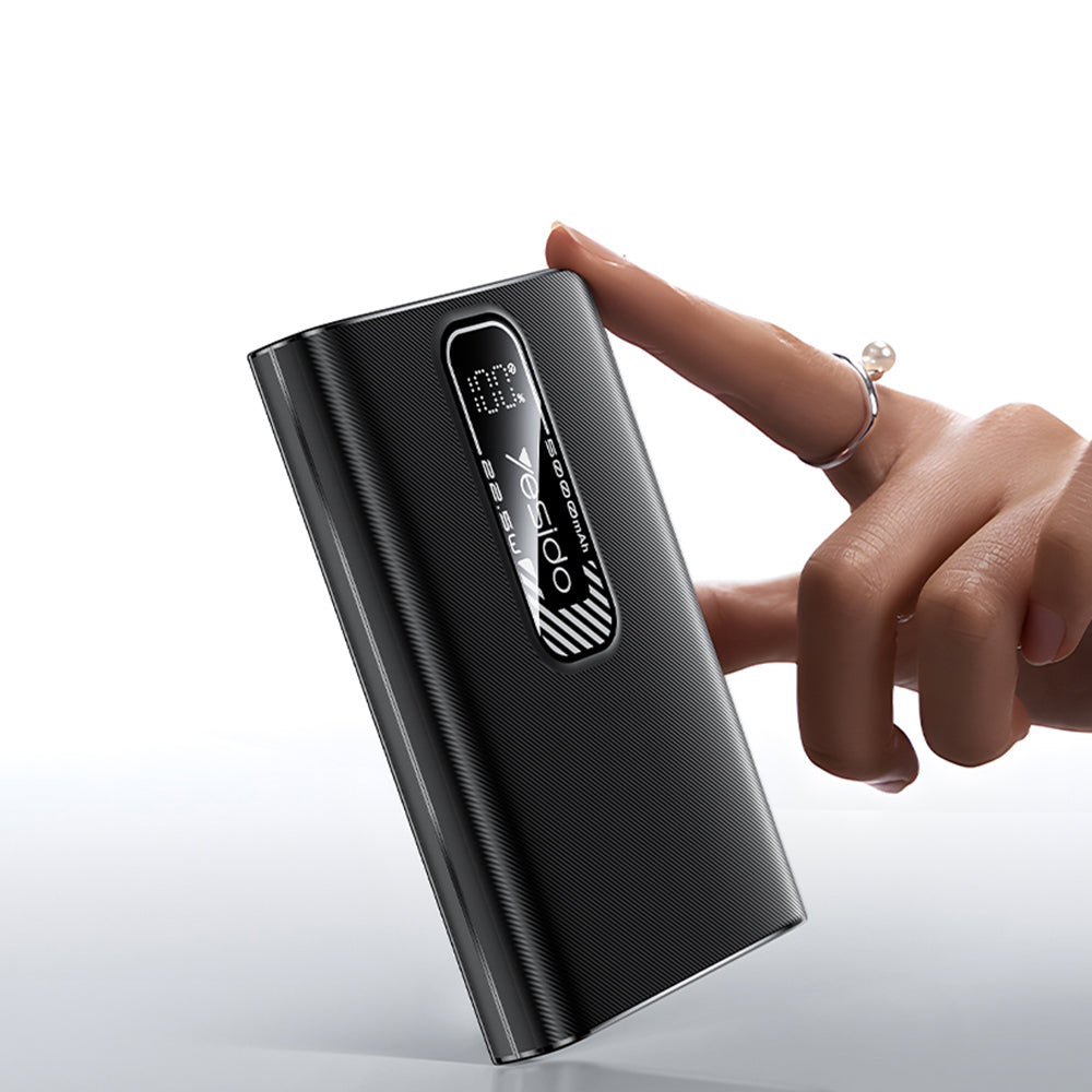 Batería Externa Yesido YP92, 5000mAh, 22.5W, QC + PD, 1 x USB-A - 1 x USB-C, Negra