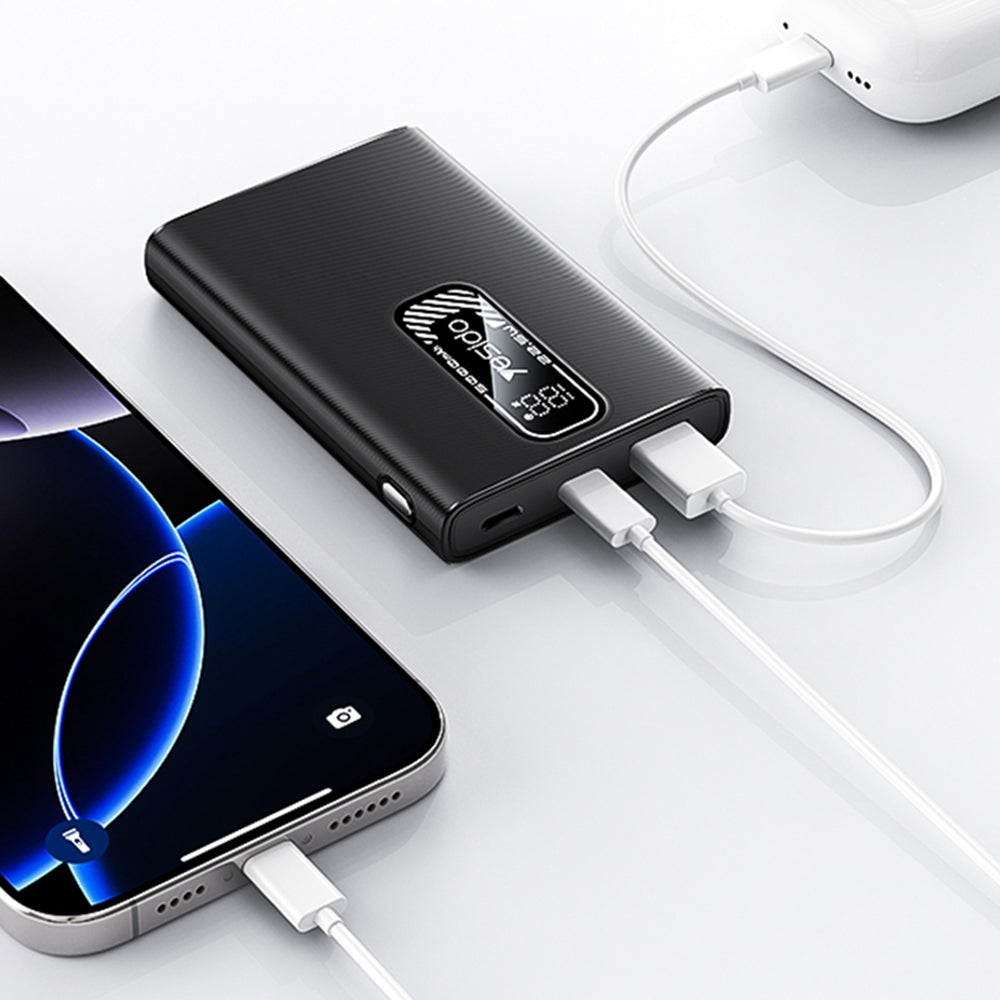 Batería Externa Yesido YP92, 5000mAh, 22.5W, QC + PD, 1 x USB-A - 1 x USB-C, Negra