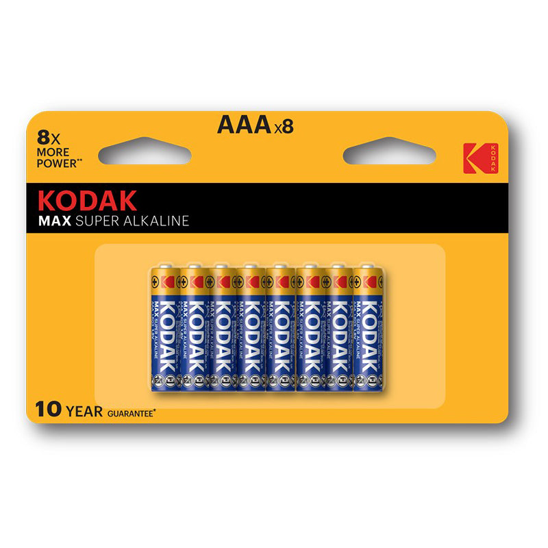 Batería Kodak Max Super Alcalina, AAA / LR3, Set de 8 unidades