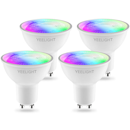 Bombilla LED Yeelight W1, Wi-Fi, GU10, 4.5W, 2700K - 6500K, 350lm, Set 4 piezas, Multicolor YLDP004-A