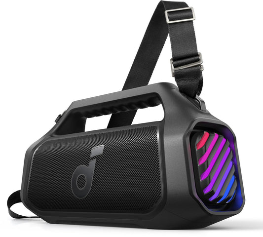 Altavoz portátil Bluetooth Anker SoundCore Boom 2 Plus Nueva Versión, 140W, TWS, RGB, Resistente al agua, Negro A3134012