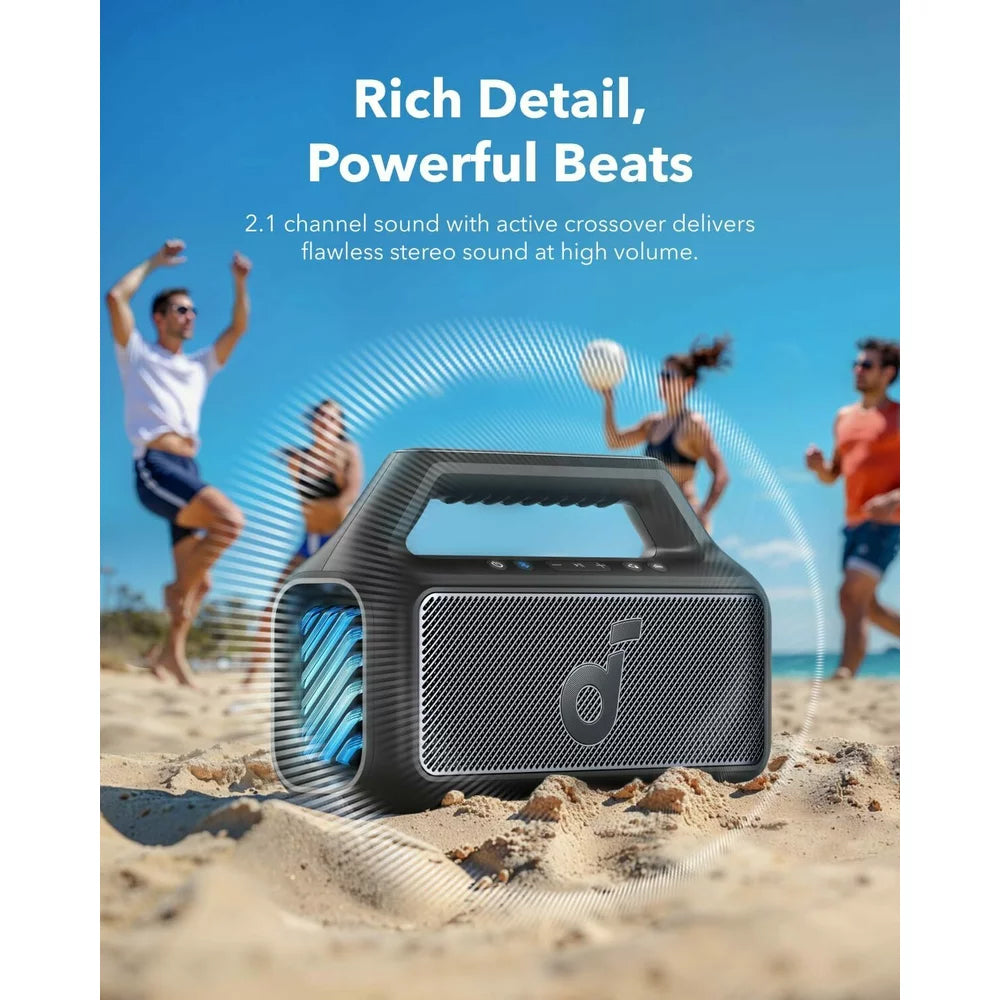 Altavoz Portátil Bluetooth Anker SoundCore Boom 2, 80W, TWS, RGB, Impermeable, Negro A3138011