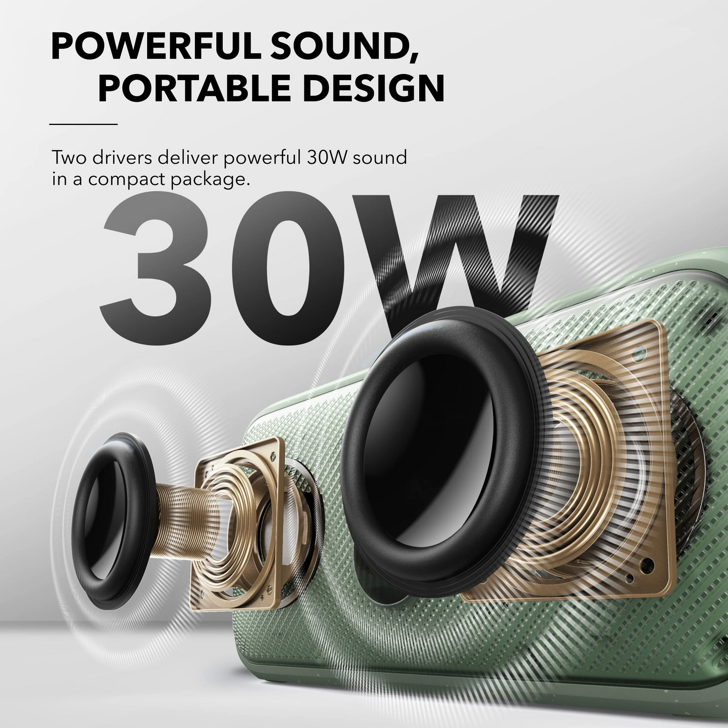 Altavoz Portátil Bluetooth Anker SoundCore Motion 300, 30W, TWS, Impermeable, Verde A3135061