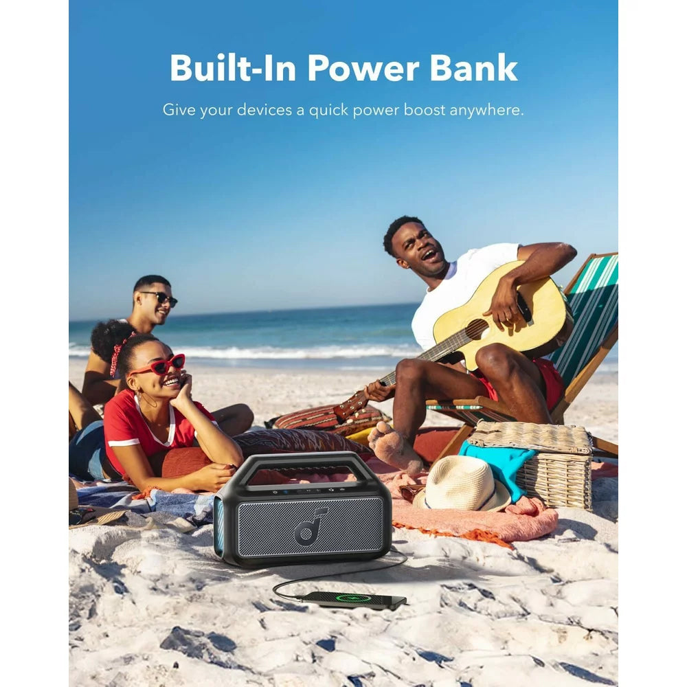 Altavoz Portátil Bluetooth Anker SoundCore Boom 2, 80W, TWS, RGB, Impermeable, Negro A3138011