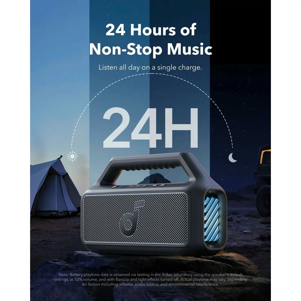 Altavoz Portátil Bluetooth Anker SoundCore Boom 2, 80W, TWS, RGB, Impermeable, Negro A3138011