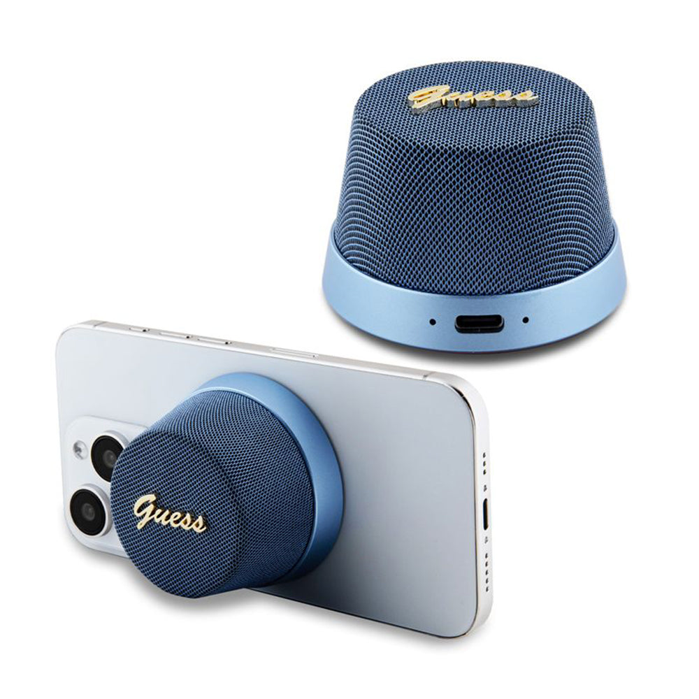 Altavoz Portátil Bluetooth Guess Stand Magnético Script Metal, 3W, Azul