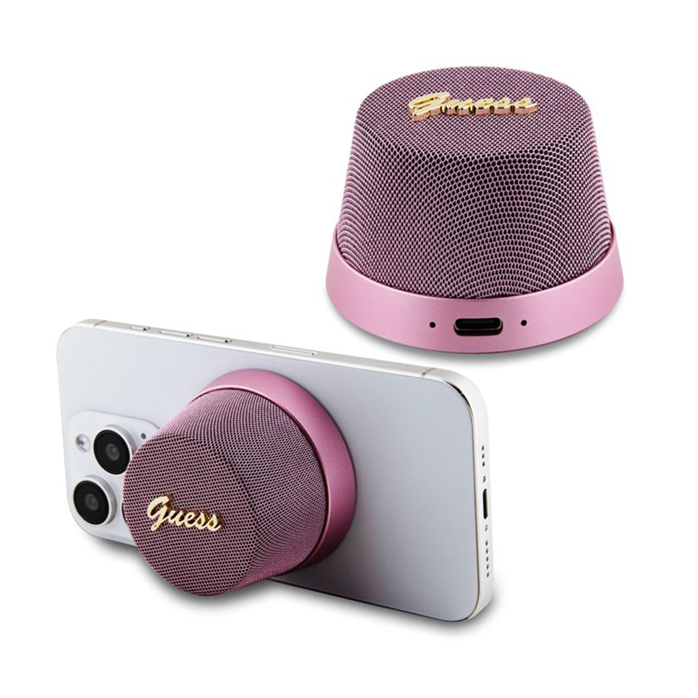 Altavoz Portátil Bluetooth Guess Stand Magnético Script Metal, 3W, Rosa