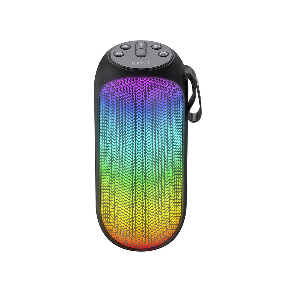 Altavoz Portátil Bluetooth HAVIT SK808BT, 8W, RGB, Impermeable, Negro
