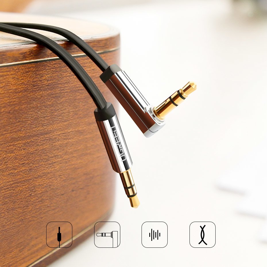 Cable Audio 3.5mm - 3.5mm UGREEN AV112 Angled, 1m, Negro