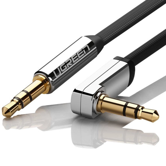 Cable de audio 3.5mm - 3.5mm UGREEN AV112 Angled, 1m, Negro