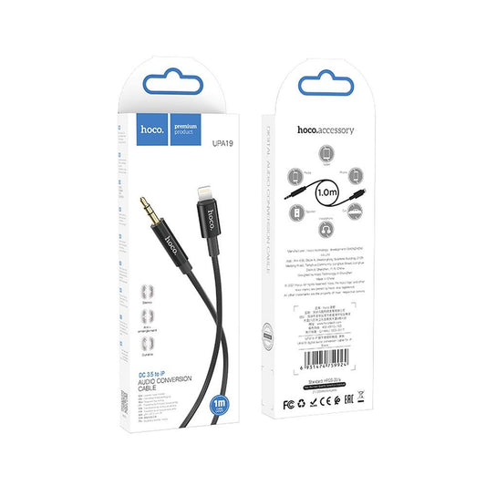 Cable de audio 3,5 mm - Lightning HOCO UPA19, 1 m, negro
