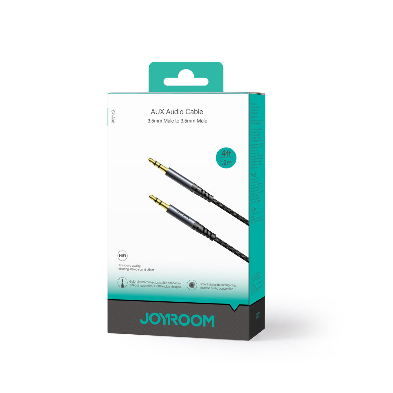 Cable de Audio 3.5mm - 3.5mm Joyroom SY-A08, 1.2m, Negro