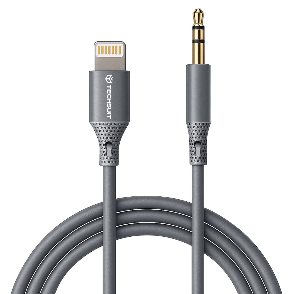 Cable Audio Lightning - 3.5mm Techsuit AC5 SoundFlex, 1m, Gris