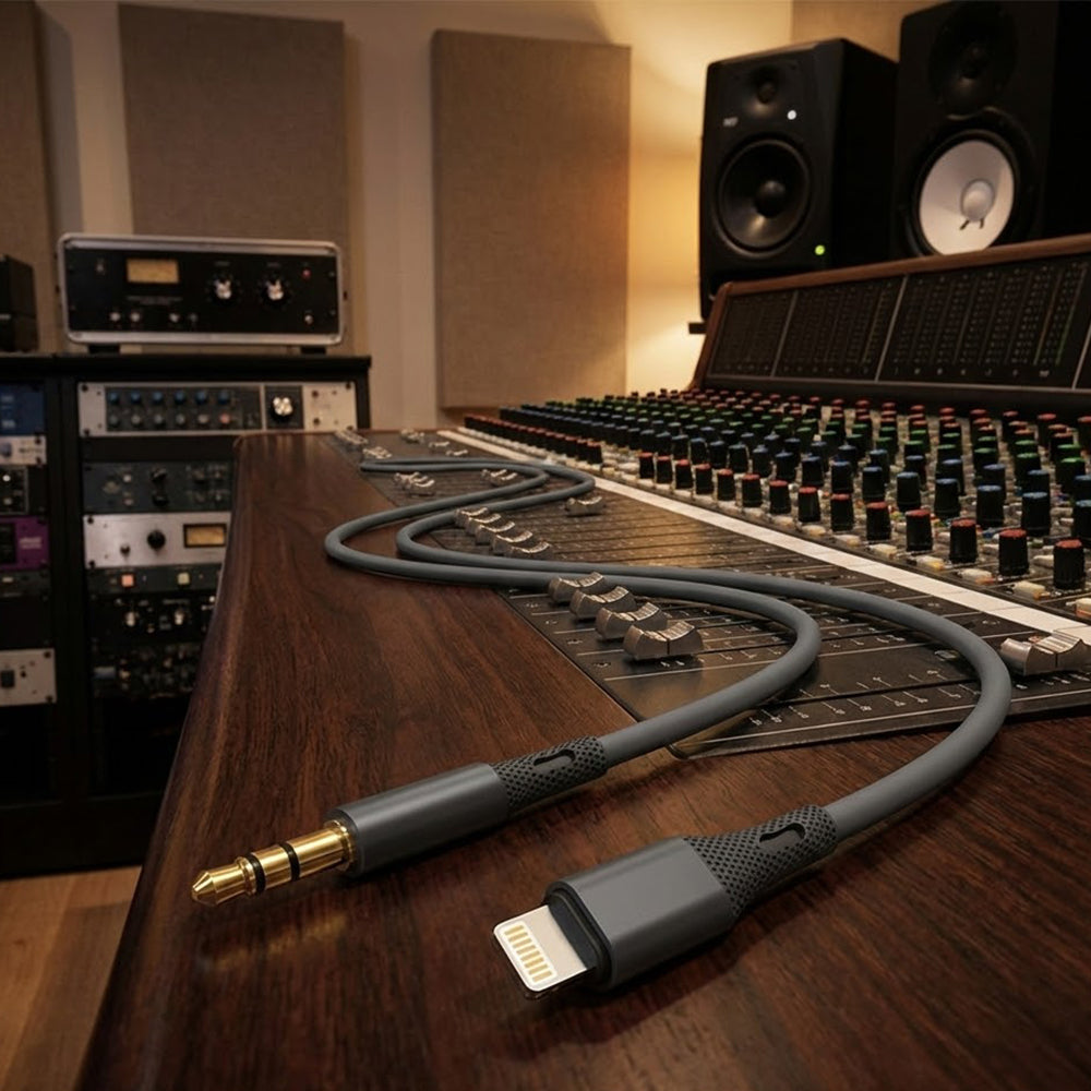 Cable Audio Lightning - 3.5mm Techsuit AC5 SoundFlex, 1m, Gris