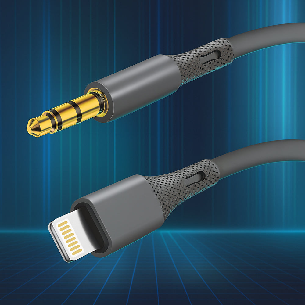 Cable Audio Lightning - 3.5mm Techsuit AC5 SoundFlex, 1m, Gris