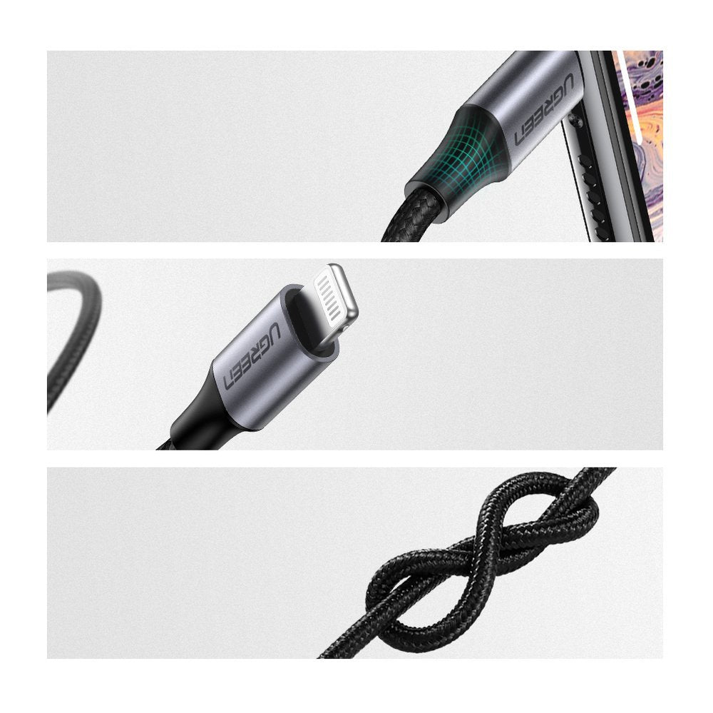 Cable Audio Lightning - 3.5mm UGREEN US315 (70509), 1m, Negro