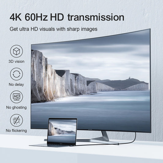 Cable Audio y Video USB-C - HDMI Joyroom SY-20C1 Angled, 2m, Gris