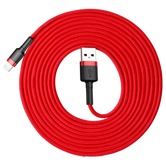 Cable de Datos y Carga USB-A - Lightning Baseus Cafule, 18W, 3m, Rojo CALKLF-R09
