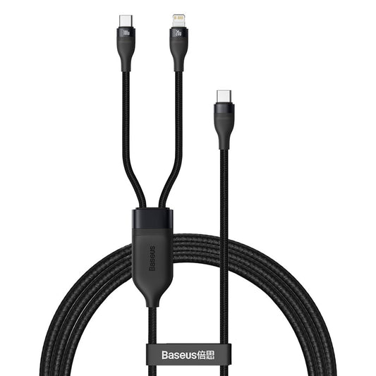 Cable de Datos y Carga USB-C - Lightning / USB-C Baseus Flash Series 2in1, 100W, 1.2m, Negro CA1T2-F01