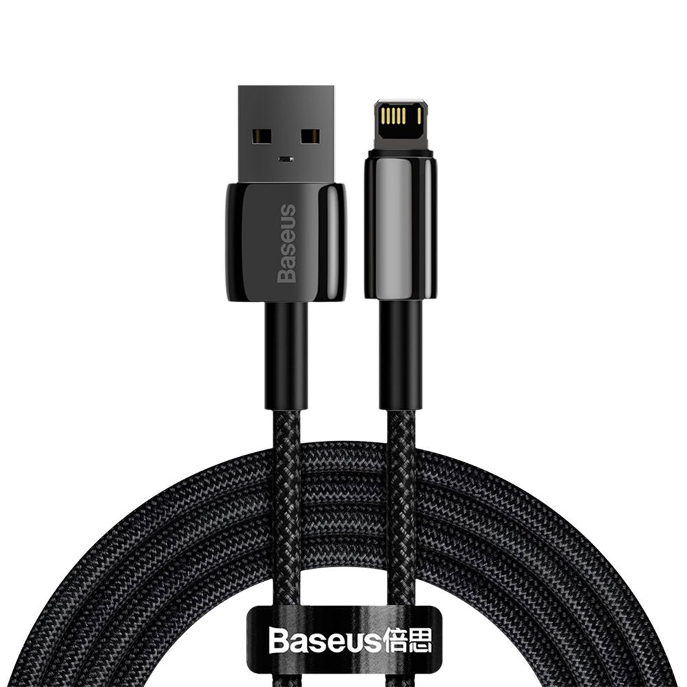 Cable de carga y datos USB a Lightning de Baseus Tungsten Gold, 2 m, 2,4 A, negro CALWJ-A01