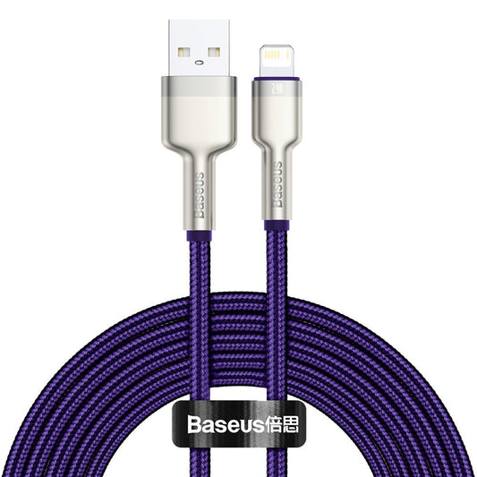 Cable de Datos y Carga USB-A - Lightning Baseus Cafule Metal Series, 18W, 2m, Morado CALJK-B05