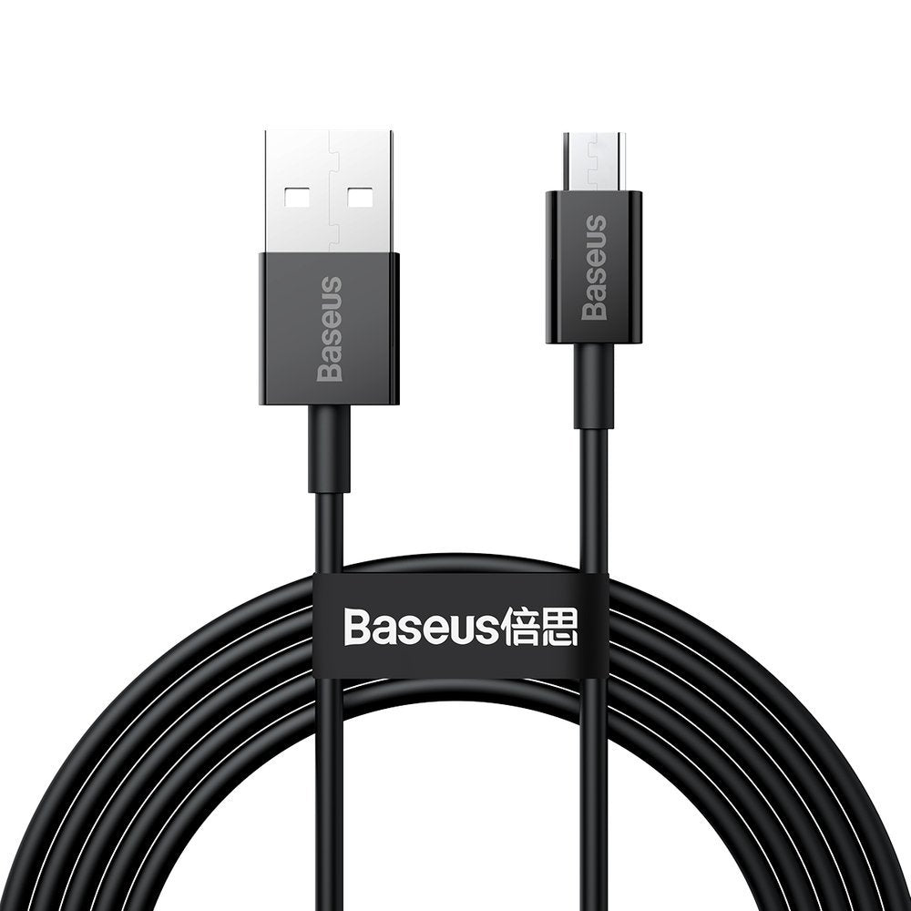 Cable de Datos y Carga USB-A - microUSB Baseus Superior Series, 18W, 2m, Negro CAMYS-A01