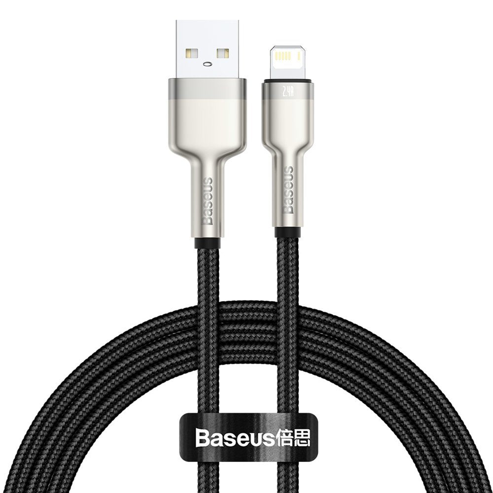 Cable de datos y carga USB-A - Lightning Baseus Cafule Metal Series, 18W, 1m, Negro CALJK-A01