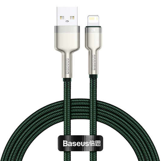 Cable de Datos y Carga USB-A - Lightning Baseus Cafule Metal Series, 18W, 1m, Verde CALJK-A06