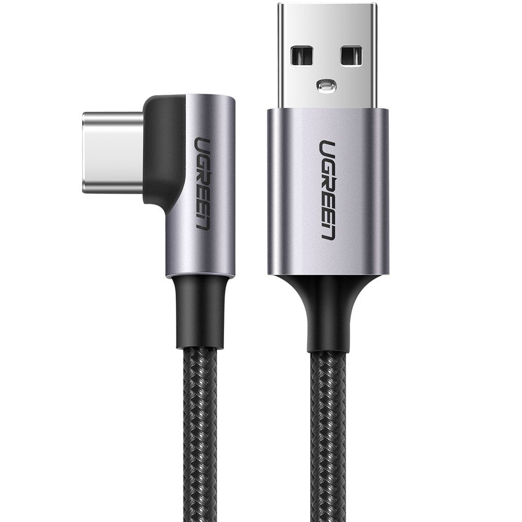 Cable de carga y datos USB-A a USB-C UGREEN US284 en ángulo, 60W, 1m, gris