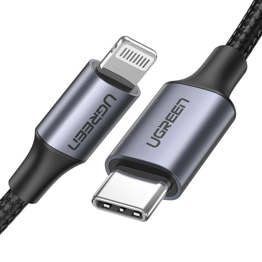 Cable de Datos y Carga USB-C - Lightning UGREEN US304, 20W, 1m, Negro
