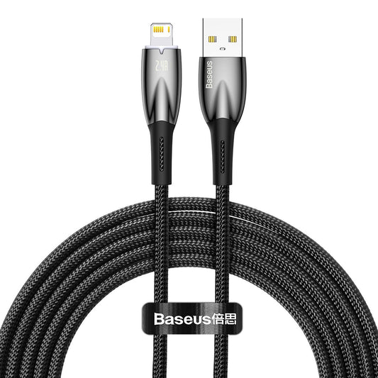 Baseus Glimmer Series USB-A - Lightning Data and Charging Cable, 20W, 2m, Black