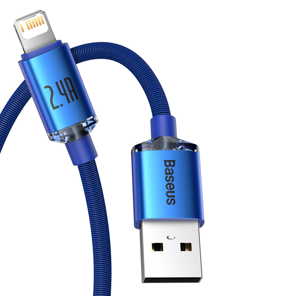 Cable de Datos y Carga USB-A - Lightning Baseus Crystal Shine Series, 18W, 1.2m, Azul CAJY000003
