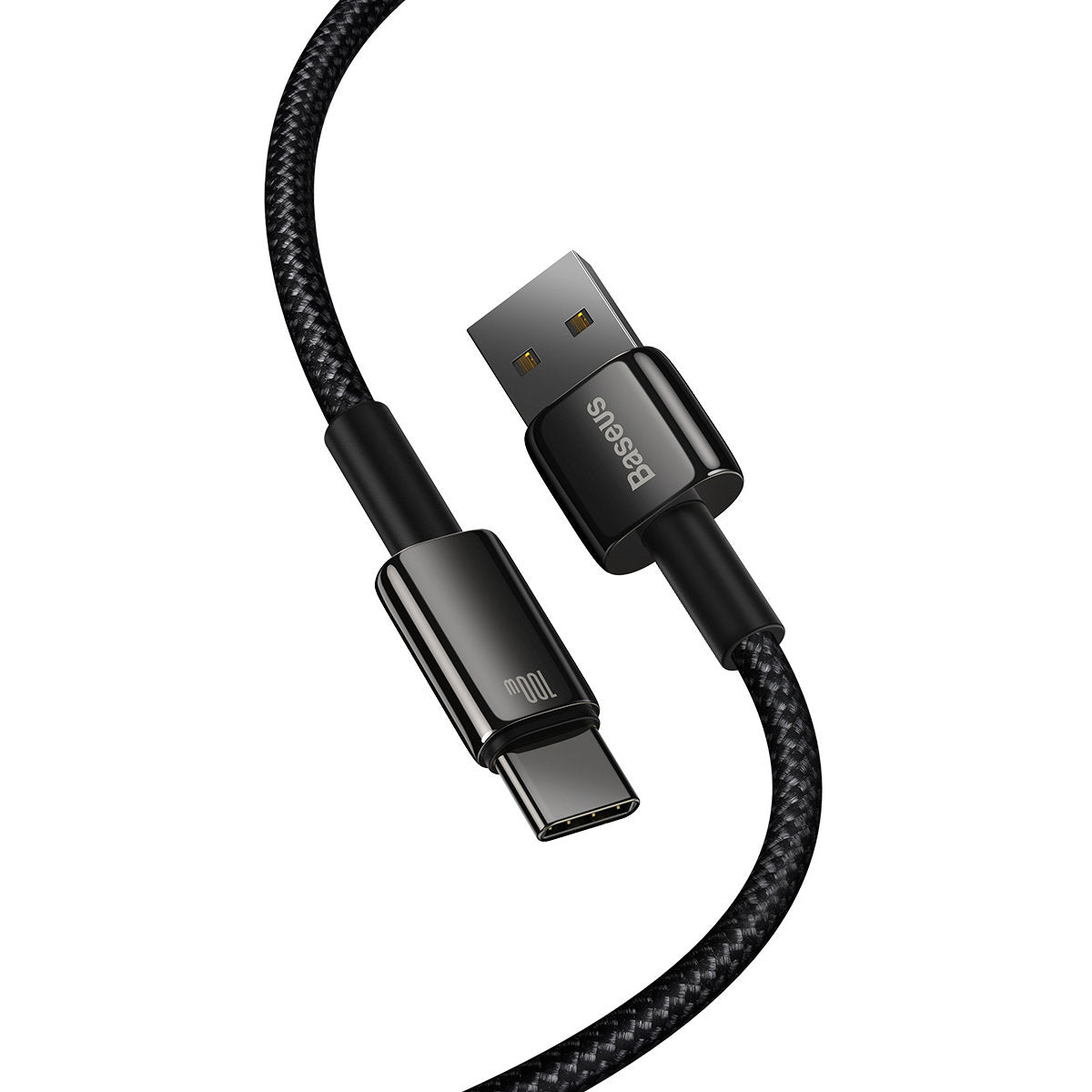 USB-A a USB-C Baseus Tungsteno Oro, 100W, 2m, Negro CAWJ00010101