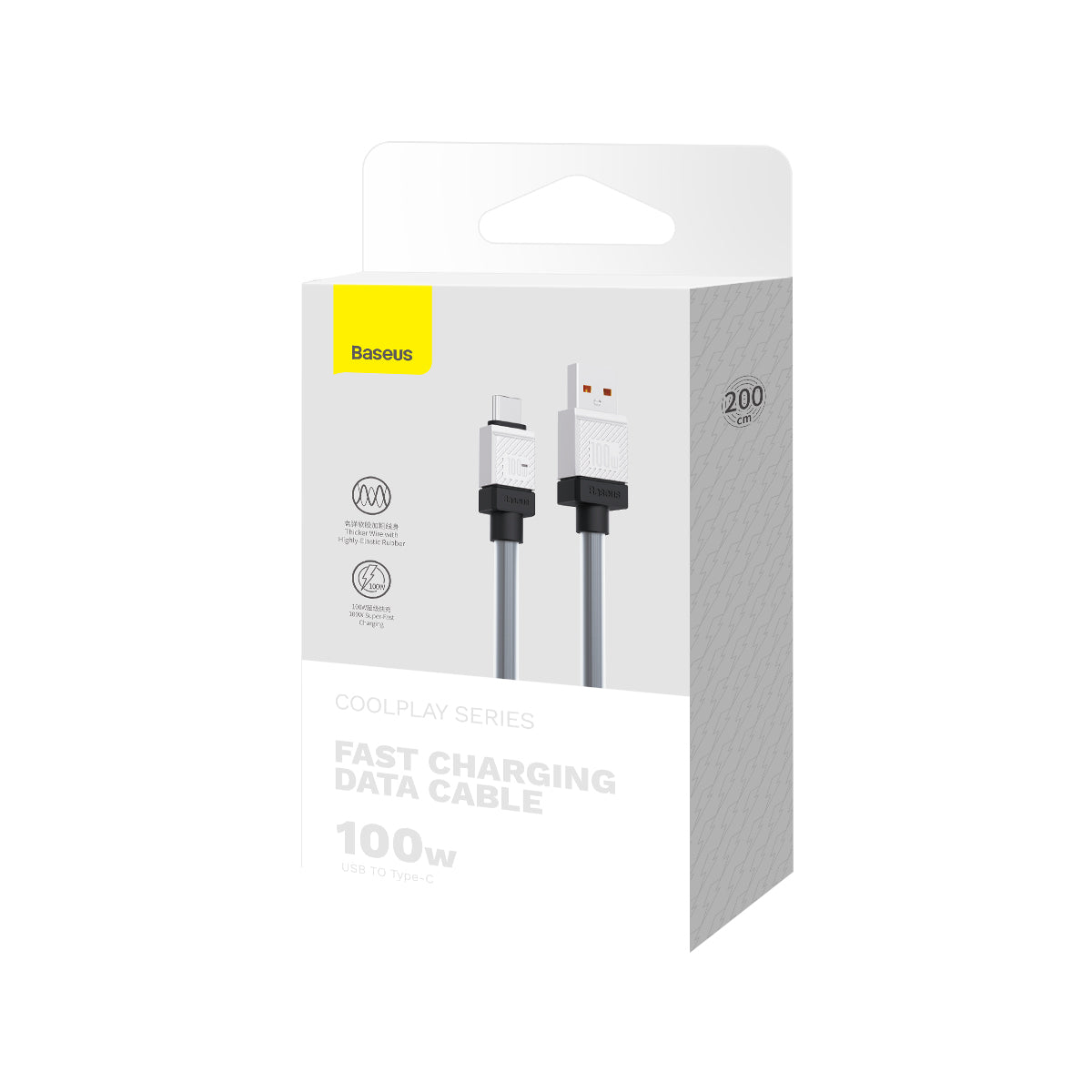 Cable de Datos y Carga USB-A - USB-C Baseus CoolPlay, 100W, 2m, Negro CAKW000701