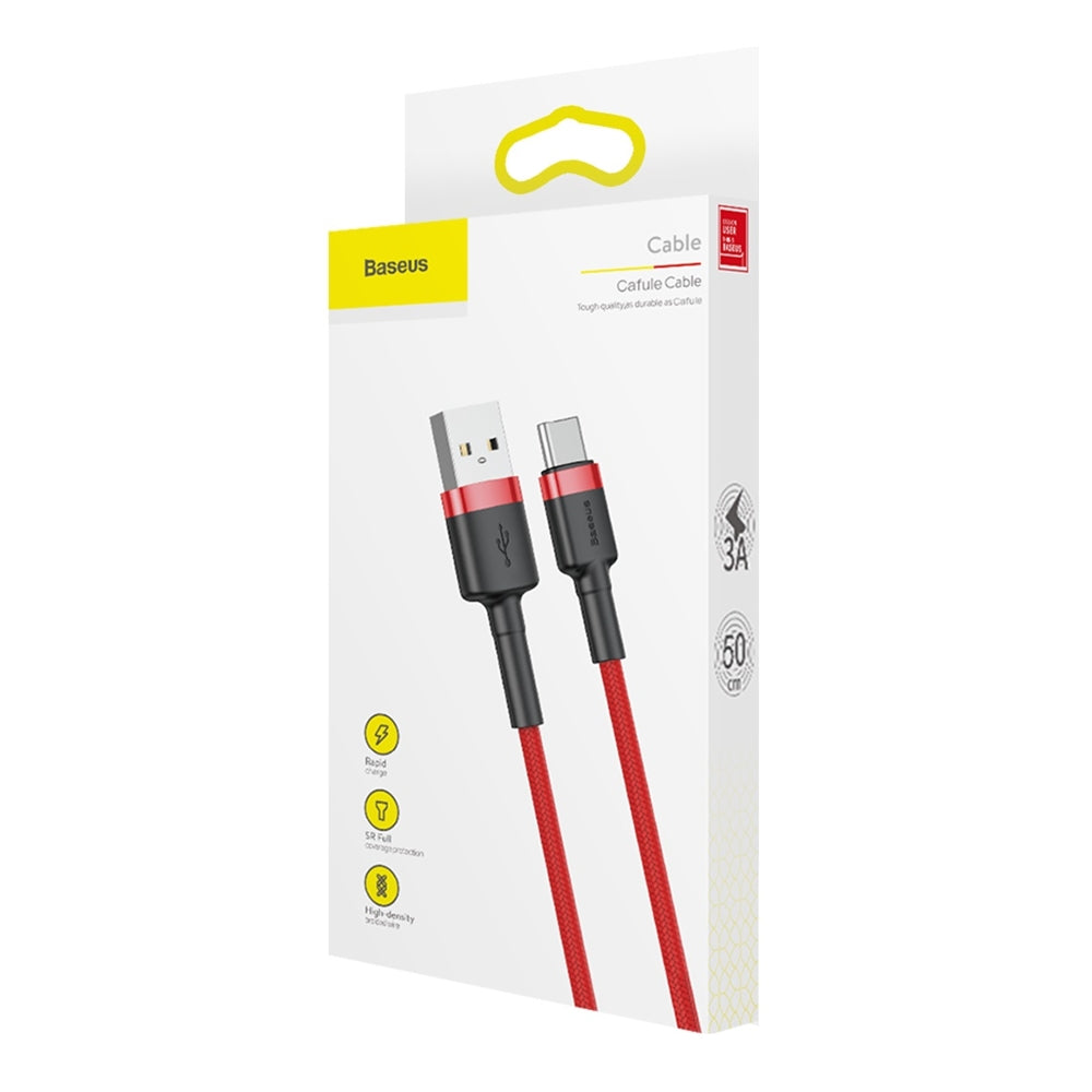 Cable de Datos y Carga USB-A - USB-C Baseus Cafule, 60W, 0.5m, Rojo CATKLF-A09