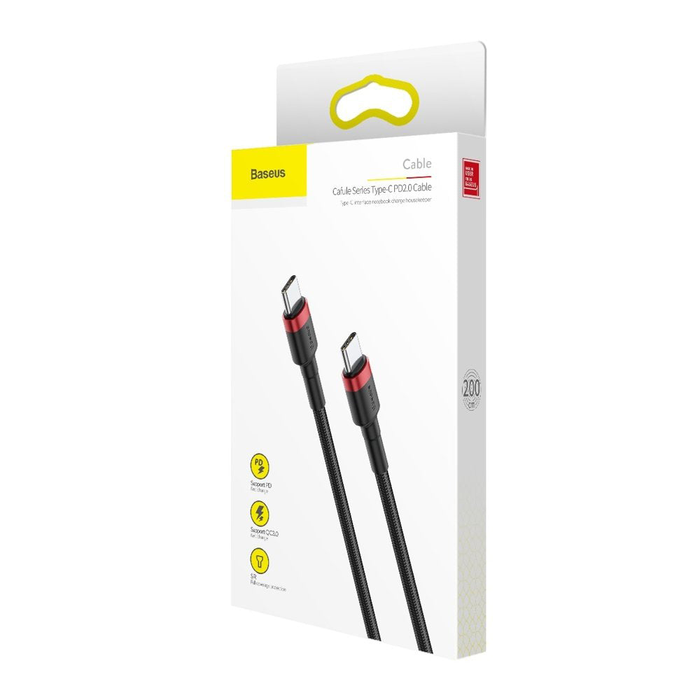 Cable de carga y datos USB-C - USB-C Baseus Cafule, 60W, 2m, Rojo CATKLF-H91