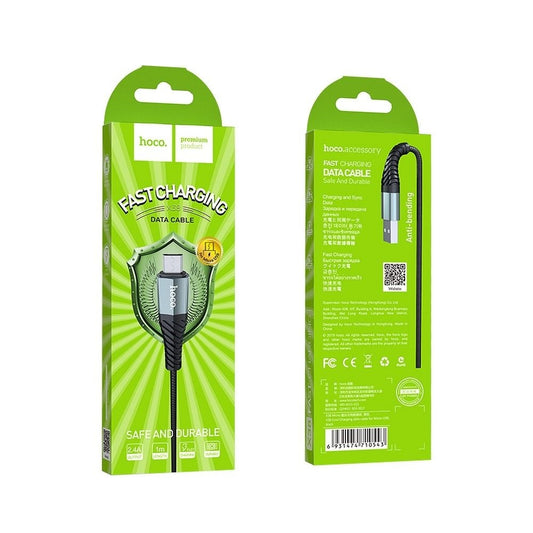 HOCO X38 Cool USB-A - microUSB Cable de datos y carga, 18W, 1m, Negro