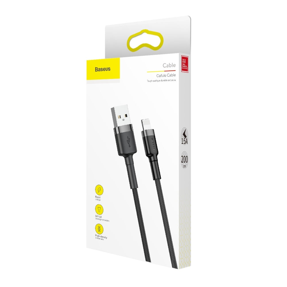 Cable de Datos y Carga USB-A - Lightning Baseus Cafule, 18W, 2m, Gris CALKLF-CG1