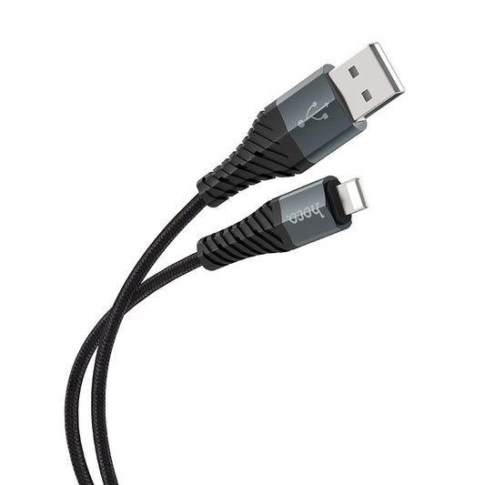 Cable de datos y carga USB-A - Lightning HOCO X38 Cool, 18W, 1m, Negro