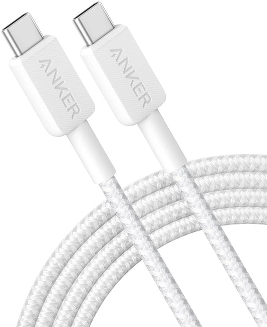 Cable de carga y datos USB-C - USB-C Anker 322, 60W, 0,9m, Blanco A81F5G21