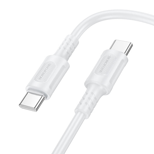 Cable de carga y datos USB-C - USB-C Borofone BX111 Feliz, 60W, 1m, Blanco