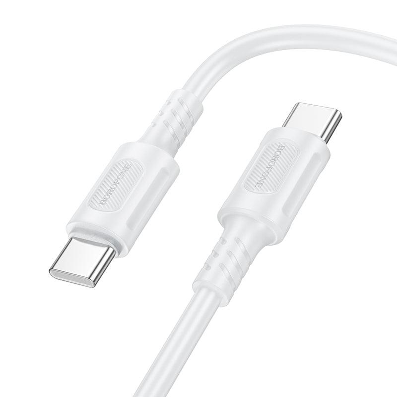 Cable de carga y datos USB-C - USB-C Borofone BX111 Feliz, 60W, 1m, Blanco