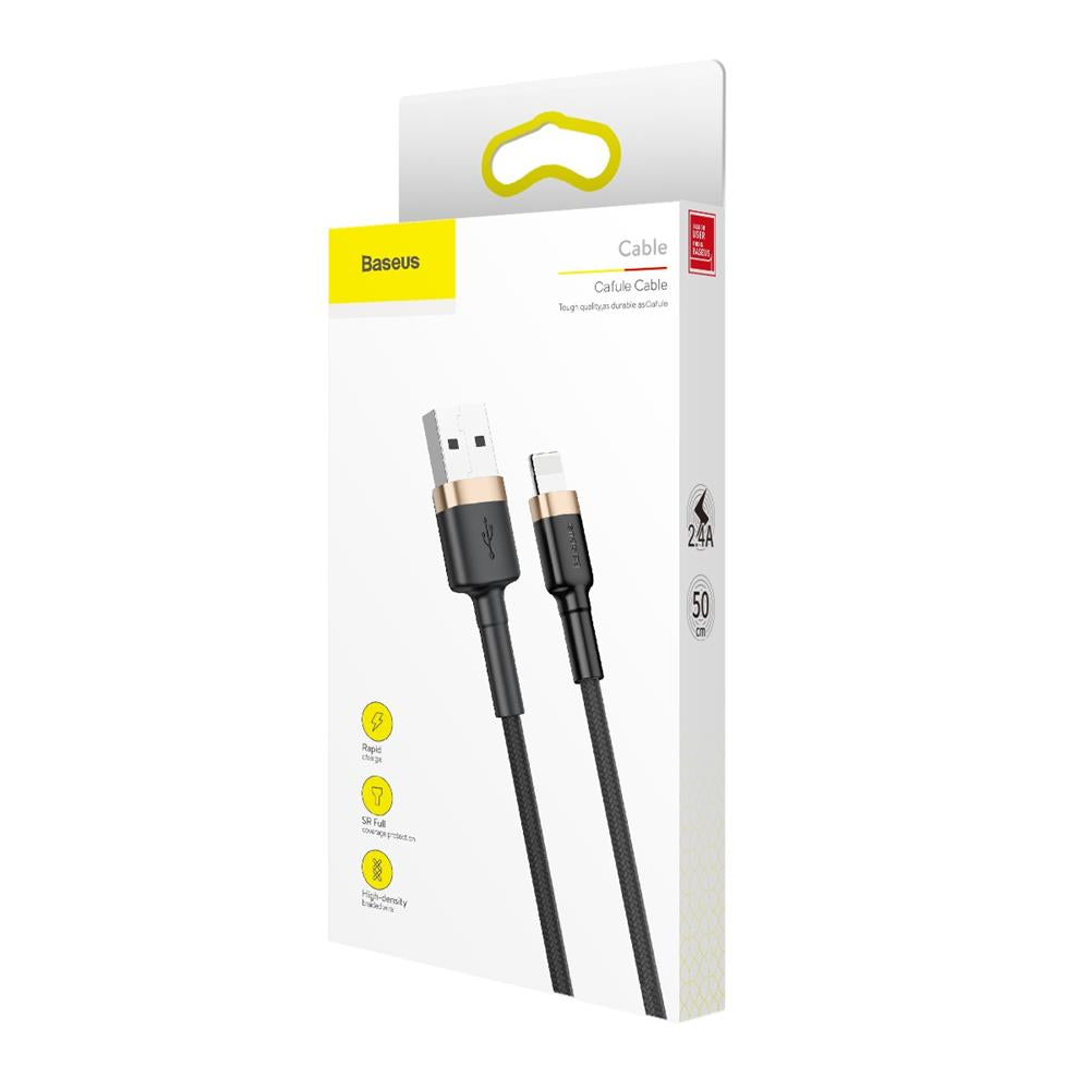 Cable de Datos y Carga USB-A - Lightning Baseus Cafule, 18W, 1m, Dorado CALKLF-BV1